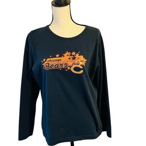 VTG NFL For Her Navy Blue Chicago Bears Long Sleeve Tee XL